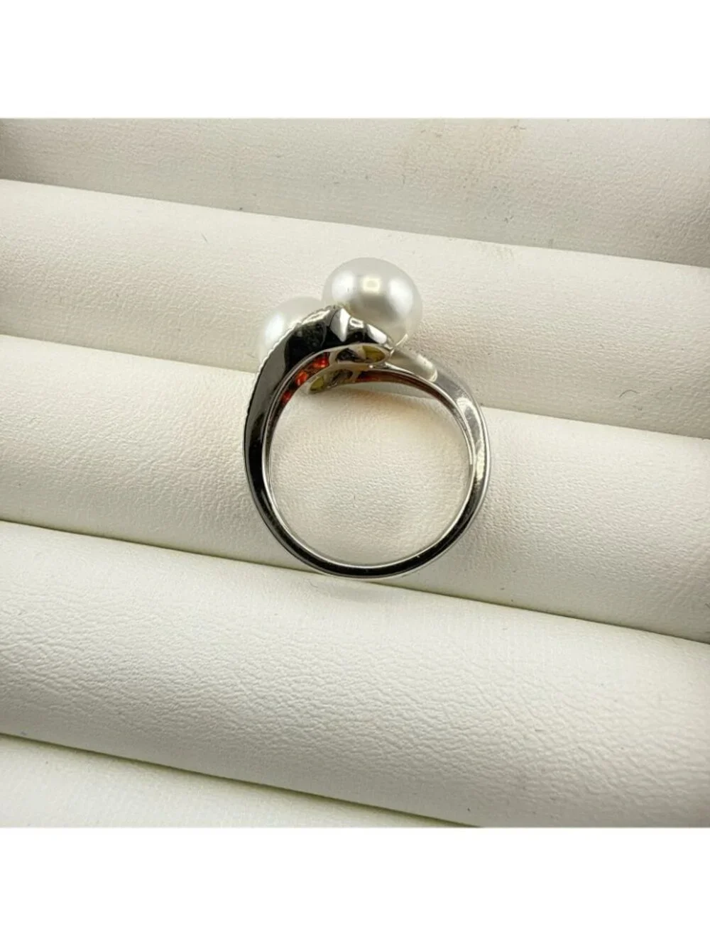 Honora Pearl Ring Sterling Silver 925 White Button Orange Gemstone size 6
